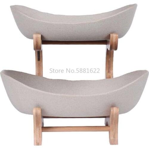 1pcs Ceramics Wood Frame Fashionable Dry Fruit Dish Sushi Dish Dessert Rack for Home Store Hotel
