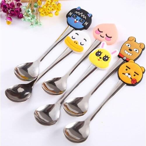 1Pcs Stainless Steel Spoon Small Animal Cartoon Pattern Spoon Creative Milk Coffee Spoon Ice Cream Candy Teaspoon Accessories