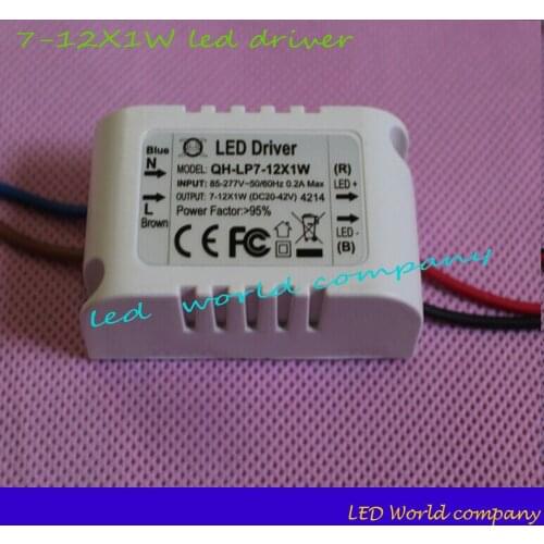 10pcs/lot 7-12X1W 85-265V 20-42V 300mA-600mA LED Driver Convertor Transformer Ceiling Light Power Supply
