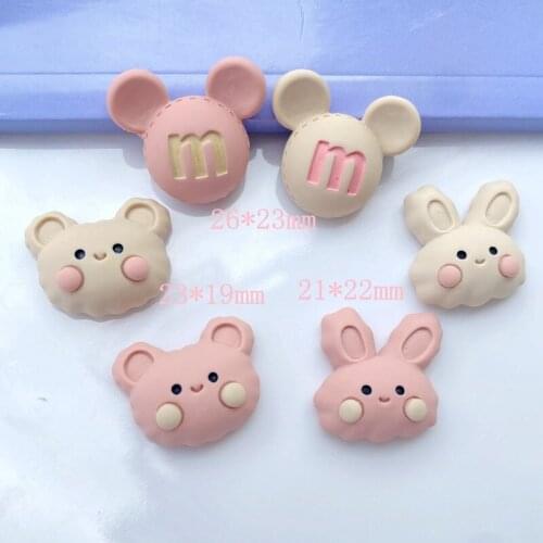 20Pcs/lot Cartoon Bear Rabbit Flat back Resin Cabochons Embellishments Kawaii Hair Accessories DIY Phone Case Decoration Crafts