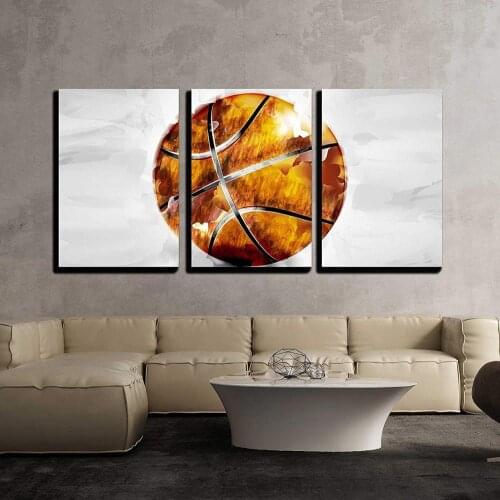 3 Piece Canvas Wall Art - Vector - Basketball Ball in Watercolor Style - Modern Home Decor Canvas Prints Drop shipping
