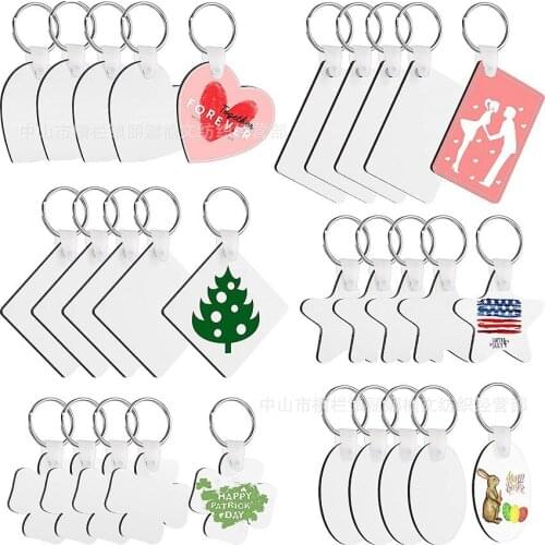 5pcs/Style Sublimation Blank Keychain Heat Transfer Blank Key Chains with Key Rings DIY Crafts Kit for Present Making