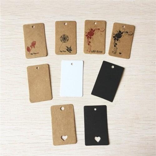 500pcs/lot 5x3cm Cardboard Square Hanging Price Kraft Paper Tags For Wedding Anniversary Decoration Packing Luggage Note Tags