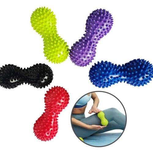 Peanut-Shaped Double Spiky Ball Arm Back Foot Massage Roller Inflatable Fitness Myofascial Balls Pain Relief Relax Muscles