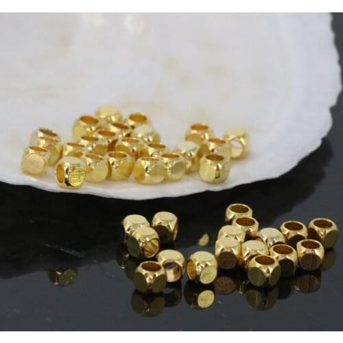Free shipping 4mm high grade gold-color cube square shape spacers accessories beads 30pcs women & men jewelry findings B2553