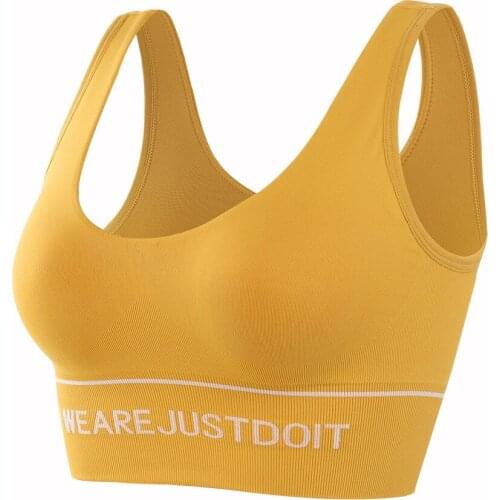 Mermaid Curve Seamless Letter Sports Bra Sexy Women Running Workout Gym Crop Top High Impact Fitness Yoga Bra +Adjustable Buckle