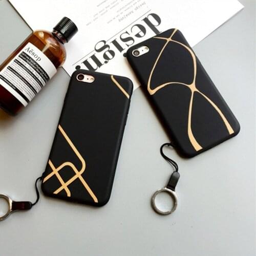 Abstract art gold line phone case For iPhone 7 8plus Case Fashion Soft Pro-TPU back covers for iPhone 6 6S Capa Coque Fundas