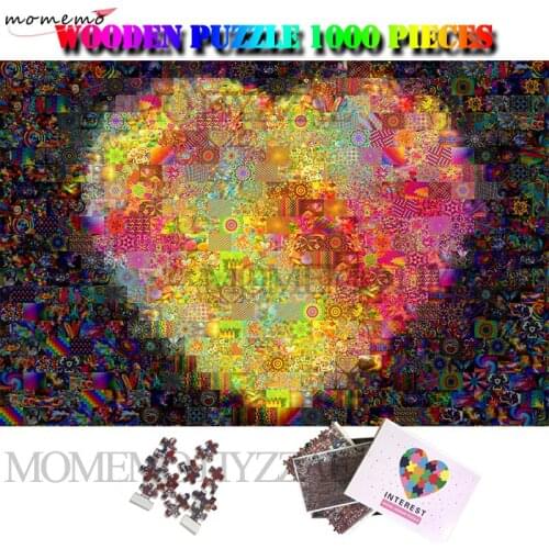 MOMEMO Love Heart Pattern Wooden Jigsaw Puzzles 1000 Pieces Creative Customized Puzzle Mosaic Art Adults Kids Wood Puzzles Toys