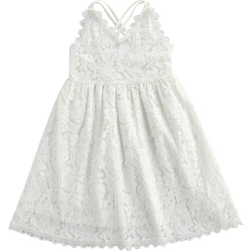 Princess Kids Baby Dress For Girls Wedding Dress Sleeveless Lace Party Birthday Baptism Dress For Girl Summer Dresses
