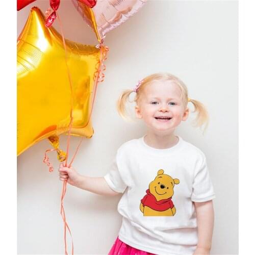 New Summer Disney Children Cute Cartoon Winnie The Pooh Friends Baby Short Sleeve T-Shirt Casual Cozy Clothes Harajuku Kawaii