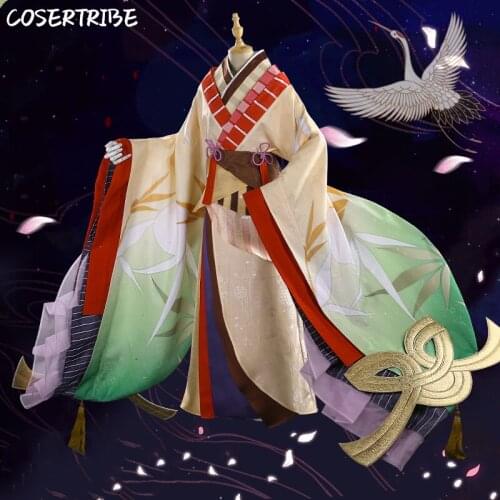 Game Onmyoji KAGUYA Japanese Crane Kimono Gorgeous Uniform Cosplay Costume For Women Halloween Carnival Free shipping New 2019