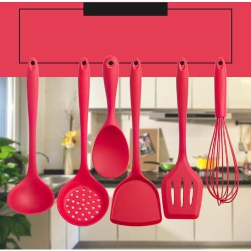 Cooking Tools Accessories Supplies Kitchen Silicone Non-stick Cooking Spoon Spatula Ladle Egg Beaters Utensils Dinnerware Set