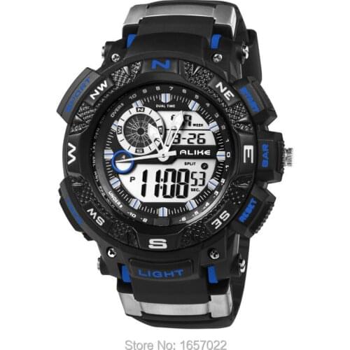 Women men fashion waterproof digital sports wristwatches for students promotion gift led stop watches with green led display