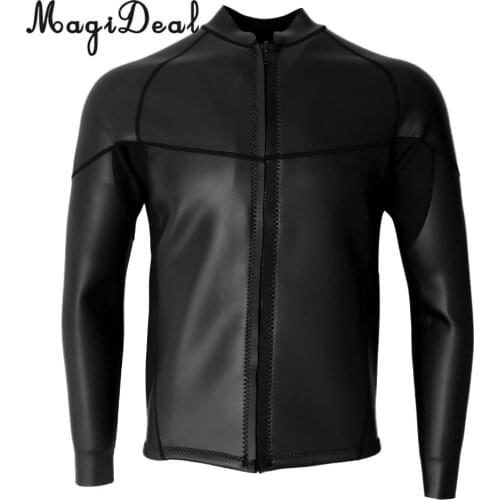 MagiDeal 2mm Premium Neoprene Mens Wetsuits Top Long Sleeve Front Zipper Diving Surfing Swimming Snorkel Suit Dive Skins