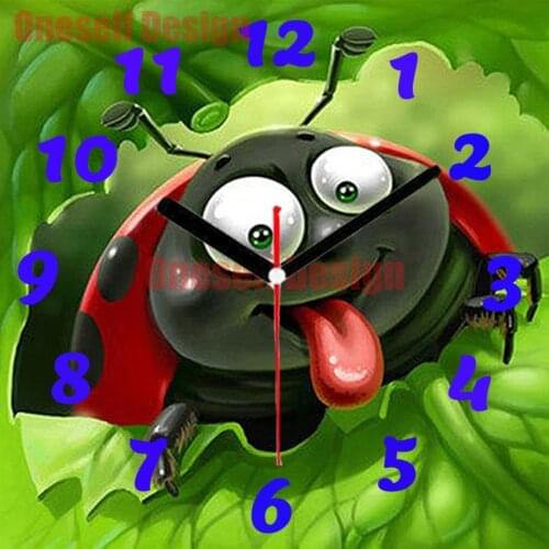 Ladybug 5d diamond mosaic sale clock diamond embroidery full set clock ladybug diamond painting 5d decoration home wall sticker