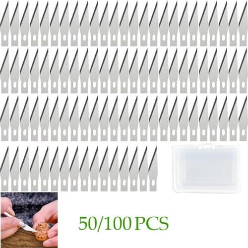 LMDZ 50/100Pcs Precision Knife Blades Set Hobby Knife Carving Engraving Cutter Extra Blade for Wood Cutting Craving Craft