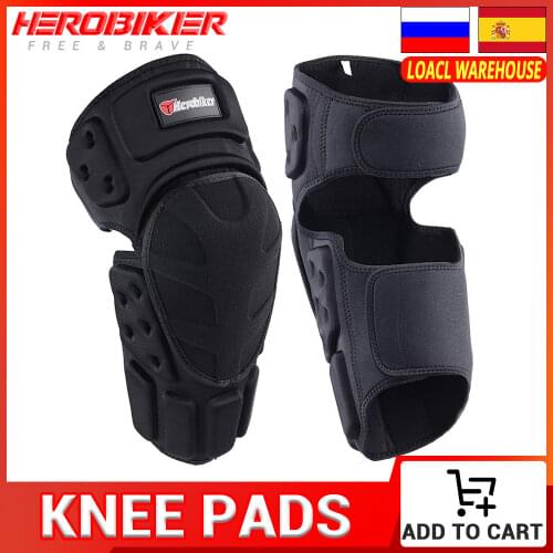 HEROBIKER Motorcycle Knee Pads Motocross Knee Protector Guard Moto Knee Protector Protective Gear Motorbike Ridng Knee Black