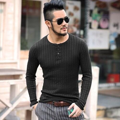 Autumn Winter Solid Sweater Men New Casual Slim Fit Mens Knitted Sweaters Comfort O-Neck Knitwear Pullover J662