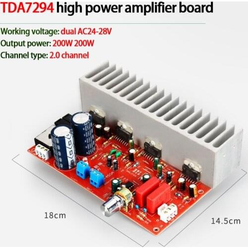 KYYSLB 14.5*18*5cm 450 200W*2 Dual AC24-28V TDA7294 2.0 Channel Power Amplifier Board HiFi High Power Amplifier Board
