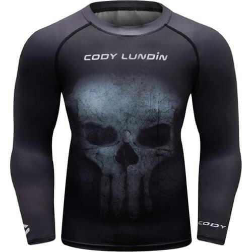 Cody Lundin Factory Digital Print Long Sleeve Rashguard Skulls Design Customized Your Logo High Quality Fabric