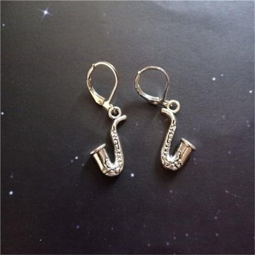 Saxophone Leverback Earrings, Saxophone Jewelry, Sax Drop Earrings, Saxophone Gift, Music Earrings, Music Jewelry