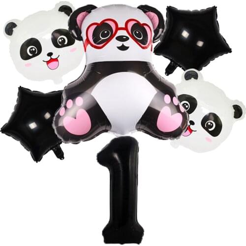 6pcs/set Cartoon Panda Theme Foil Balloons Set Birthday Party Decorations Supplies Baby Shower Supplies Globos Kids Toys