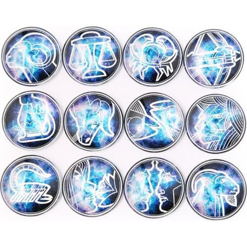 Reidgaller mix zodiac photo round glass cabochon 20mm 25mm 30mm diy flat back handmade jewelry findings for pendant necklace