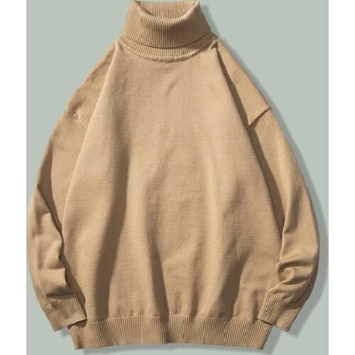 2021 Harajuku Streetwear Solid Color Lapel Knitting Sweater Mens Hip Hop Plain Loose Casual Sweater Autumn NEW Couple Pullovers