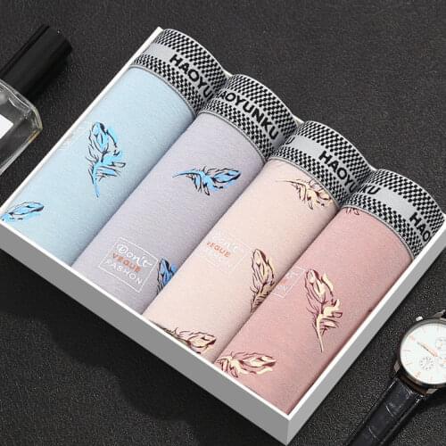 4pcs/lot Mens Underwear Boxers Panties Comfort Sexy Fashion Print Cuecas Trunks Mens Underpants Shorts Men Boxer Male Panties