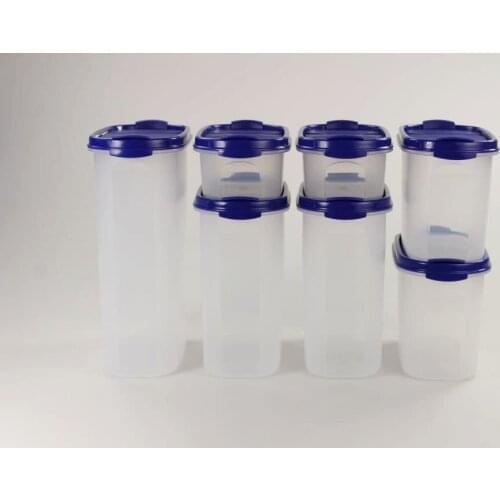Tupperware Oval Series Dry Food Storage Container 2,3L + 1,7L(2)+ 1,1L(2)+ 500ml(2) Blue Modular