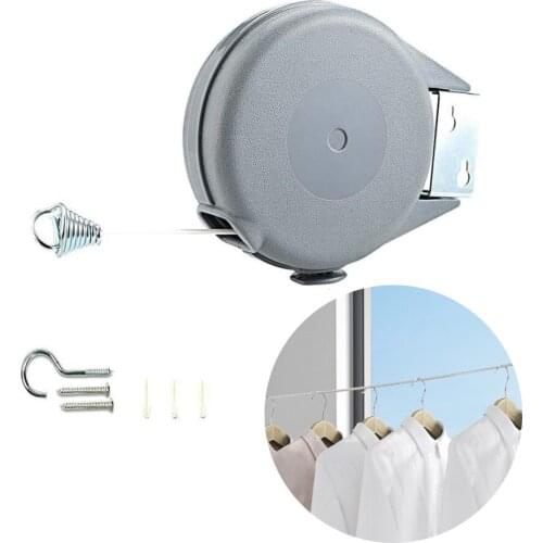 12M Clothes Drying Rack Rope Retractable Clothesline Indoor Portable Clothes Line Heavy Duty Wall Mount Hang for Wet Dry Clothes