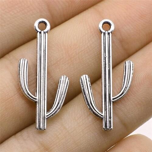 WYSIWYG 10pcs Charms Cactus Antique Silver Color Alloy DIY Jewelry Making Accessories 14x29mm