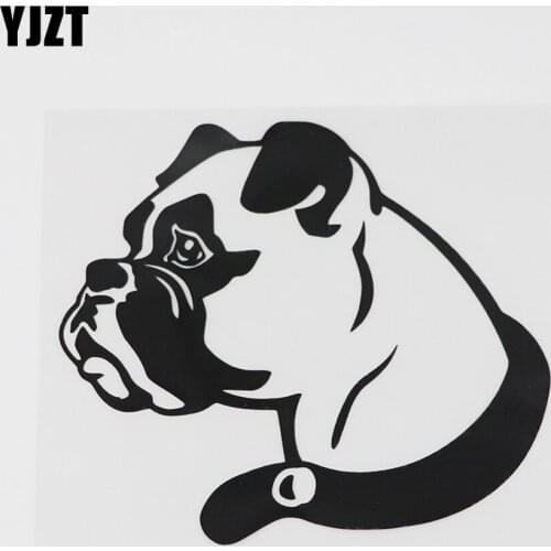 YJZT 12.4CMX10.9CM Fun Boxer Animal Dog Decor Decal Vinyl Car Sticker Black/Silver 8A-0616