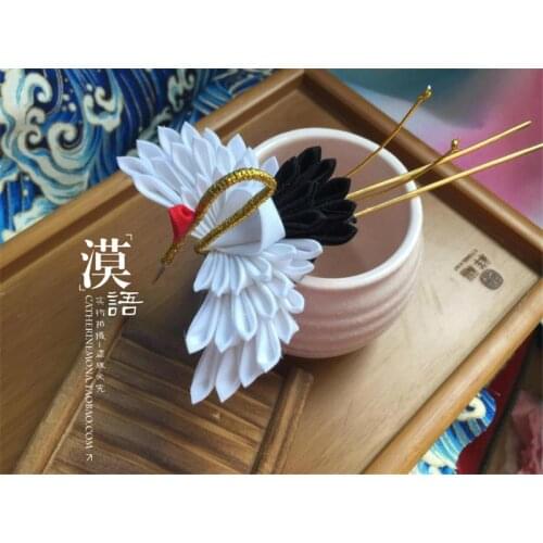 Hair Clip Hairpin Cotton Flower Pretty Hair Clasp Kimono Cosplay Crane Headwear H