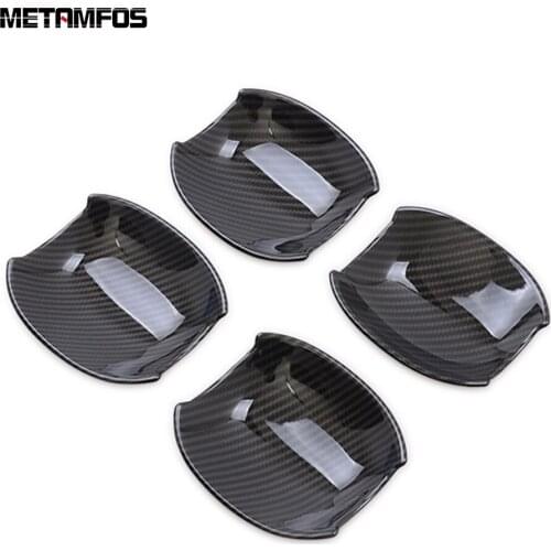 For Jaguar XE XF 2016-2019 Car Styling Parts Carbon Fiber Style Door Handle Bowl Cap Cover Molding Trim Exterior Accessories