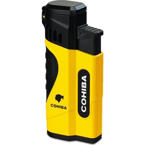 Cohiba 4 Nozzles Jet Flame Turbo Inflatable Gas Butane Lighter Windproof Cigar Lighter Smoking Accessories Gift for Men with Box