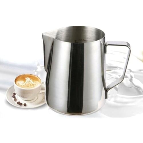 1pc Stainless Steel Frothing Coffee Pitcher Pull Flower Cup Milk Frother Jug