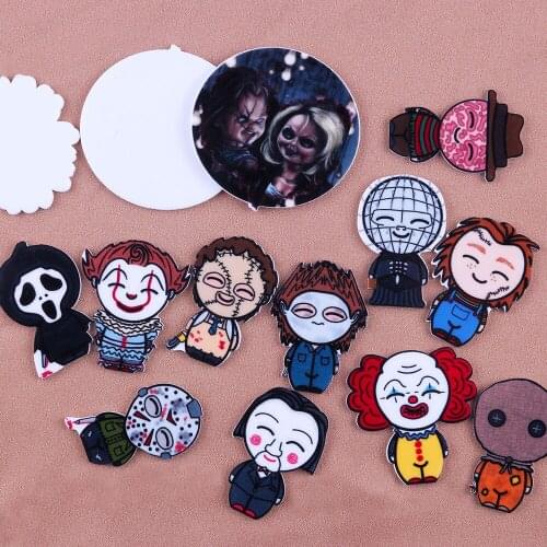 10 PCs Halloween pattern acrylic ornaments patch DIY craft supplies phone case decoration scrapbook brooch children headwear