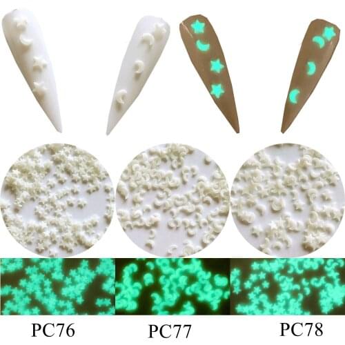 100g/bag Light Glow Luminated Polymer Clay Slices 1.5MM-Thick Deco Moon and Star Pieces