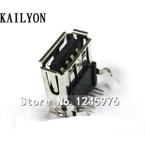 100pcs Import USB A female 90 degree bending USB host interface front USB socket