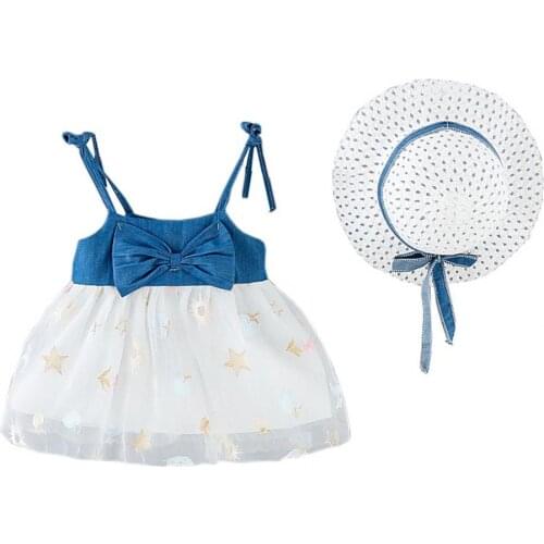 2Pcs/Set Children Dress Sleeveless Good-looking Strap Toddler Tutu-Dress for Birthday Party
