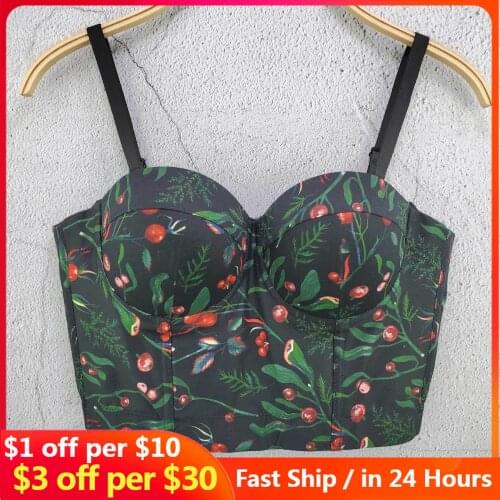 2021 new printed cotton camisole spring and summer French leaves Joker short foreign style slim womens jacket