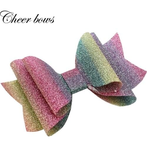 3 Inch 2 Pcs/lots Rainbow Bows Hairgrip Glitter Hair Bows With Clips Dance Party Bow Hair Clips Girls Hairpins Hair Accessories