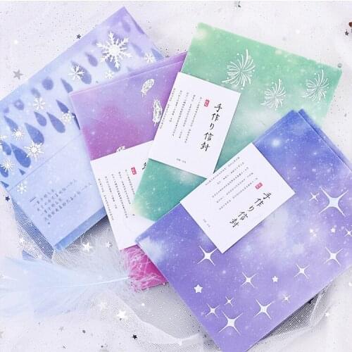 3PCS/PACK Kawaii Cute Litmus Paper Snow Feather Star Silver Envelope Transparent For Gift Wedding Card Scrapbooking Party sl1755