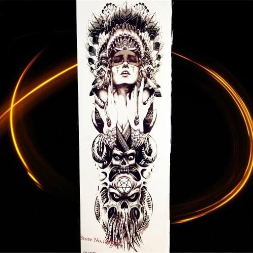46*17CM Indian Tribal Warrior Temporary Tattoo Stickers Knight Fake Water Transfer Tattoo Full Large Big Arm Sleeve Women Men