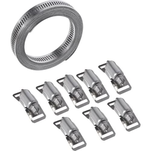 517A Smooth Worm Gear Hose Clamps DIY Kit 12 Feet Strap & 8 Fasteners Adjustable