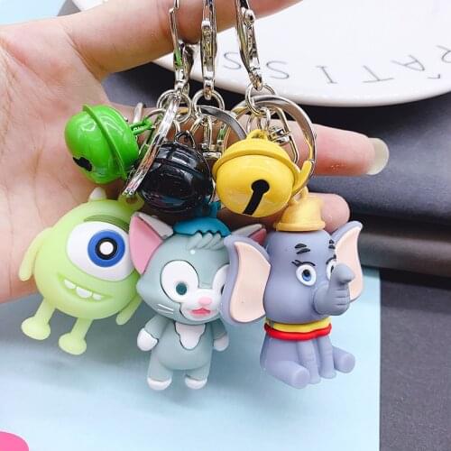 6pcs/Lot 2021 Disney Dumbo Keychains Cute Cartoon Doll Mini Elephant Key Ring Women Lovely Bag Key Chain Key Accessories