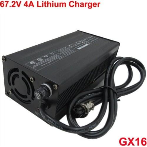 67.2V 4A Lithium Charger 60V 16S Li-ion Ebike Bicycle Forklift Scooter Battery Smart Charger 110V / 220V GX16 Port