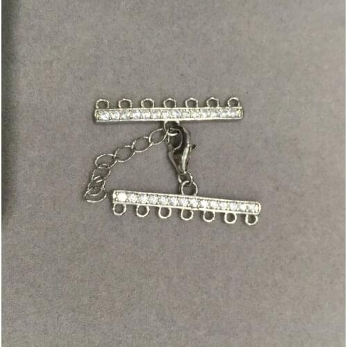 7 layers Lobster Clasp connectors of bracelet or necklace multi layer solid silver with cubic zircon DIY adjustable
