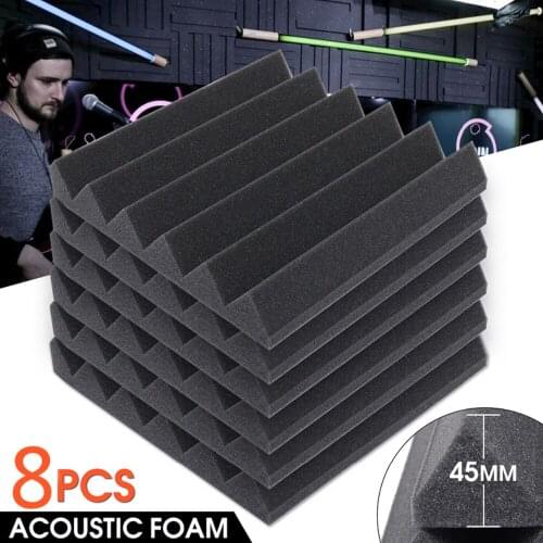 8Pcs 305 x 305 x 45mm Soundproofing Foam Acoustic Foam Sound Treatment Studio Room Absorption Wedge Tiles Polyurethane Foam